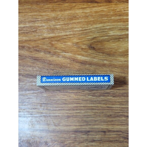 Vintage Dennison Gummed Blue White Labels Box 31-107 Pres-a-ply Stationery Ad - Picture 2 of 3